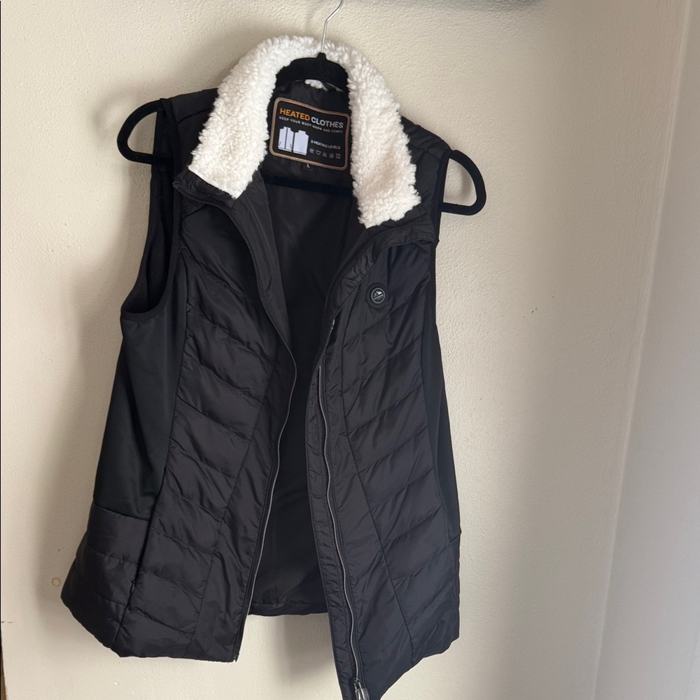 Women's Black Heated Sherpa-Lined Vest